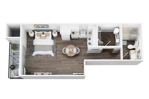 Floor plan for studio, 1 bath, 404 sqft